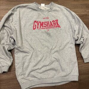 Gymshark Heather Gray Crewneck Sweater with Red Logo